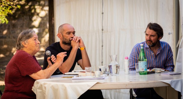 Jeanne Favret-Saada, Arnaud Esquerre et Yann Potin au Grand Petit Déjeuner, Banquet du livre 2021 © Gilles Moutot
